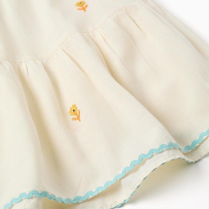 Παιδικό Φόρεμα Λινό Με Κεντήματα Zippy 26029 Light Beige