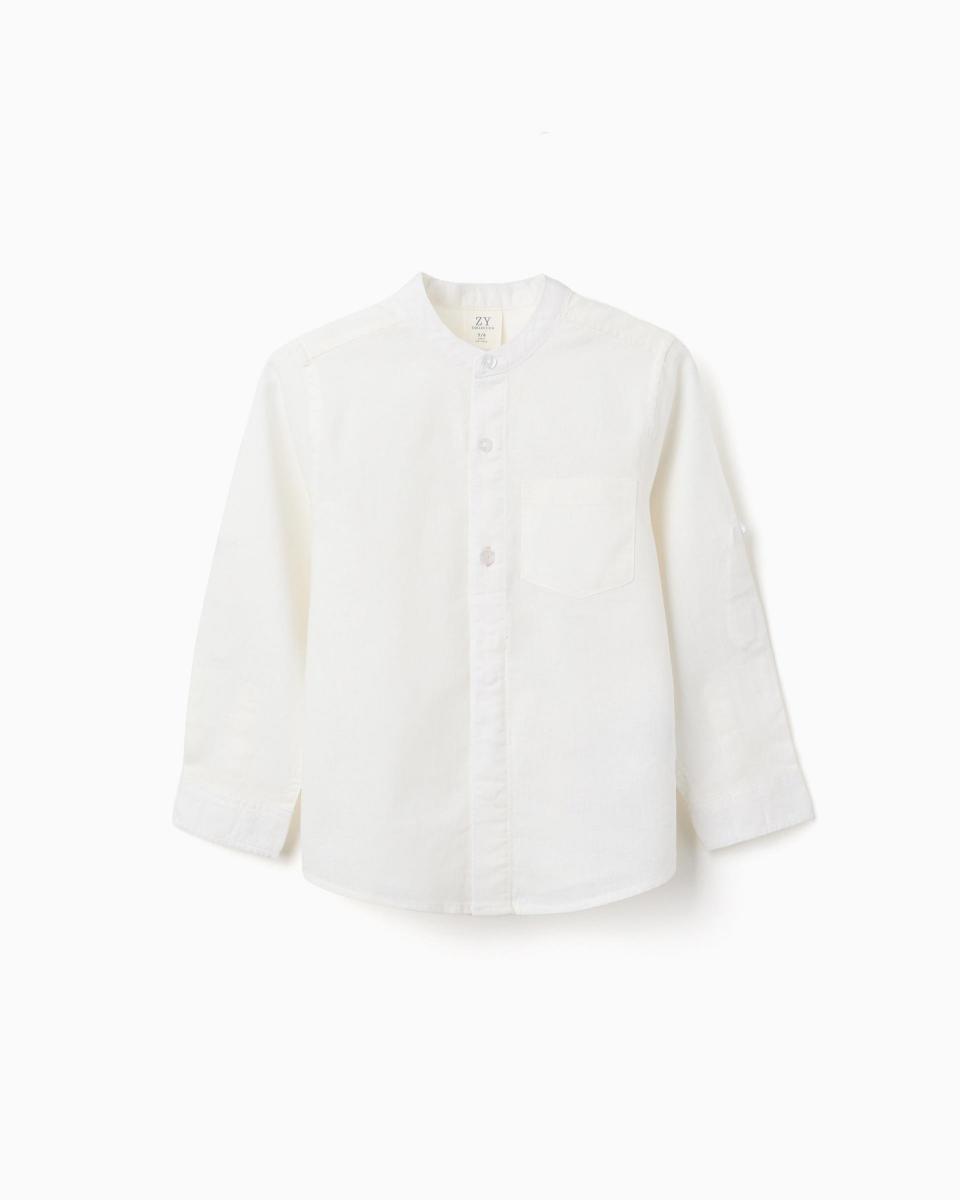 Παιδικό Πουκάμισο Λινό Λευκό Mao Zippy 26008 White