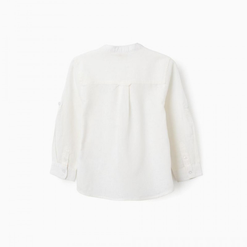 Παιδικό Πουκάμισο Λινό Λευκό Mao Zippy 26008 White