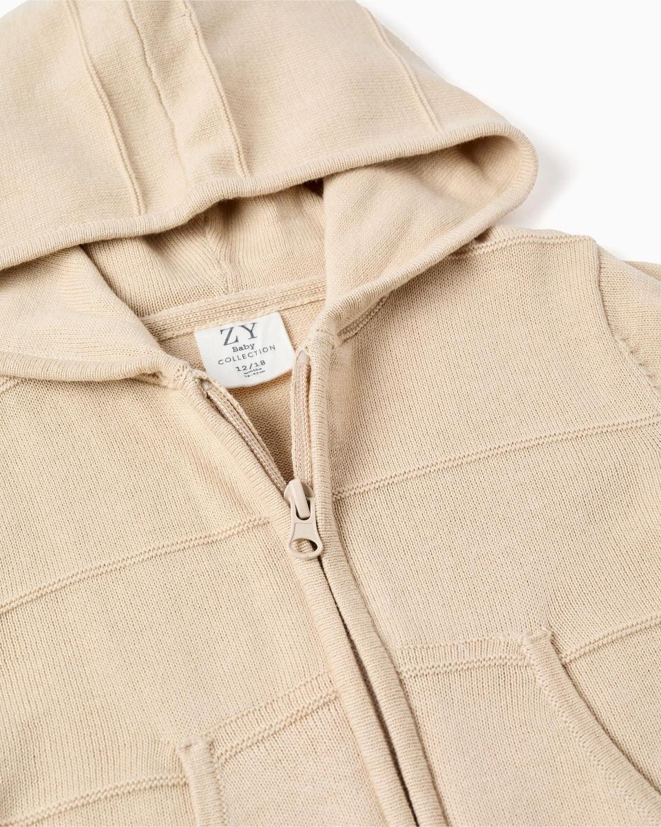 Βρεφική Πλεκτή Ζακέτα Με Κουκούλα Zippy 26003 Beige